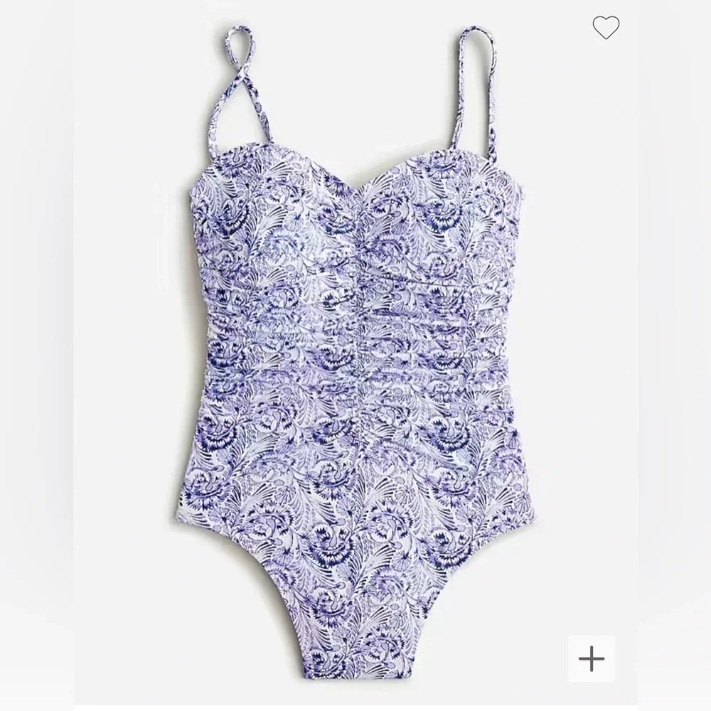 J. Crew Ruched One Piece Swimsuit Women's Plus 24 3X Purple NWT Sweetheart BH509